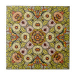 Vintage Illustration Flowers and Butterflies Tile