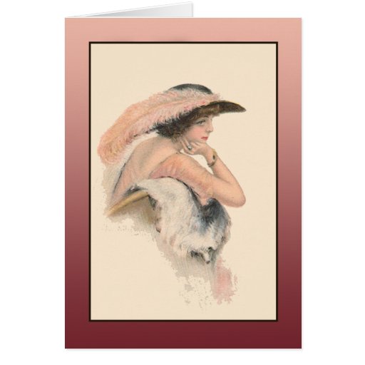 Vintage Illustration of a Beautiful Woman Greeting Card