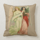 Vintage Illustration Victorian Christmas Angels Throw Pillows