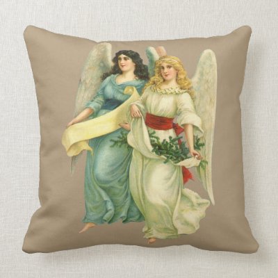 Vintage Illustration Victorian Christmas Angels Throw Pillows Mojo_throwpillow
