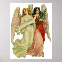 Vintage Illustration Victorian Christmas Angels Poster
