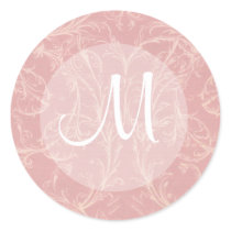 Vintage in Pink Monogram Seal Round Stickers