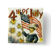Vintage Independence Day Pinback Button
