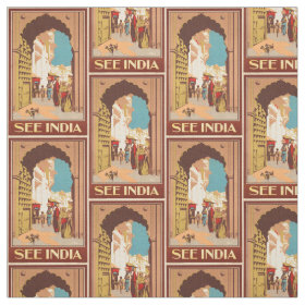 Vintage India Travel customizable fabric