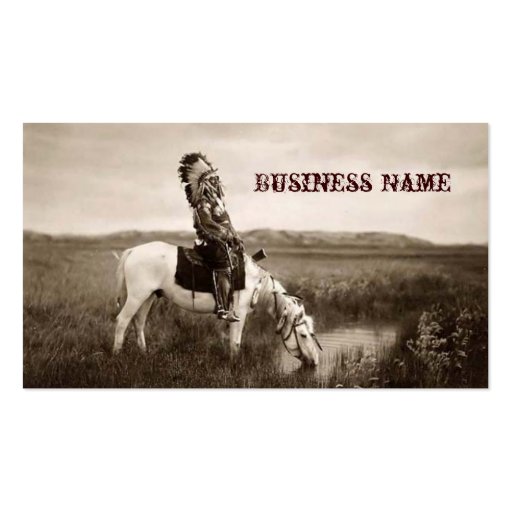 vintage Indian on Horseback Business Cards (front side)