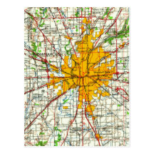 Vintage Indianapolis Map Postcard