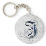 Vintage Initial I &amp; J Key Chain