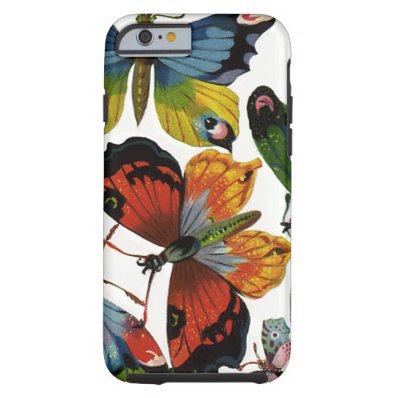 Vintage Insects or Bugs, Beautiful Butterflies Tough iPhone 6 Case
