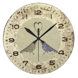 Vintage Inspired Cute Love Birds Wall Clock