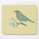 Vintage Inspired Cute Patterned Bird On A Branch Mouse Pads