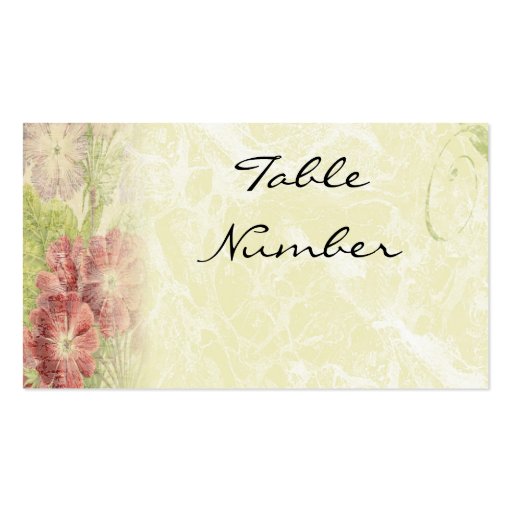Vintage Inspired Floral Table Number Cards Business Card (back side)
