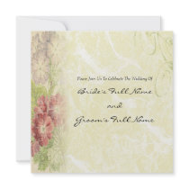 Vintage Inspired Floral Wedding Custom Invitations