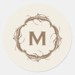 Vintage Inspired Monogram Sticker - Brown