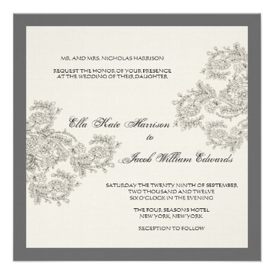 Vintage Inspired Wedding Invite // Charcoal
