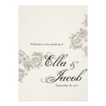Vintage Inspired Wedding Program Personalized Invites