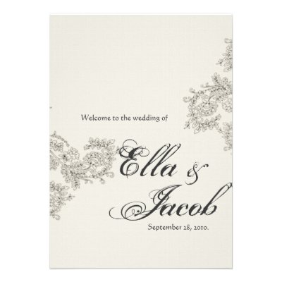 Vintage Inspired Wedding Program Personalized Invites