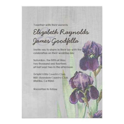 Vintage Iris Wedding Invitations