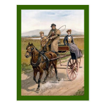 Vintage Irish Jaunting Cart Postcard