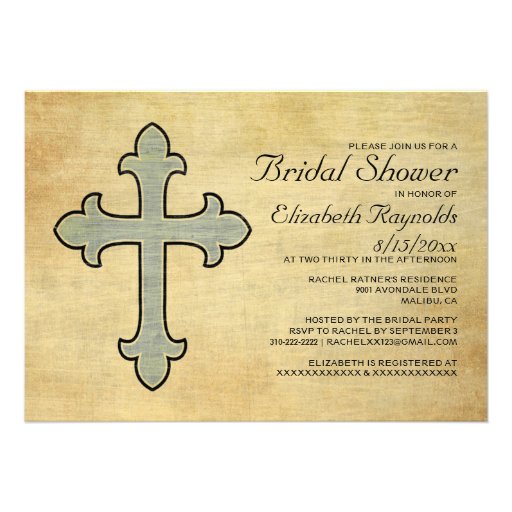 Vintage Iron Cross Bridal Shower Invitations