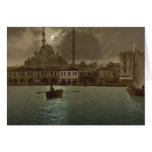Vintage Istanbul  cityscape with moon light Cards