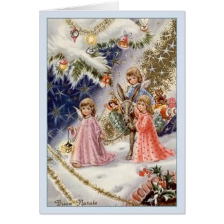 Vintage Italian Angels Buon Natale Christmas Card