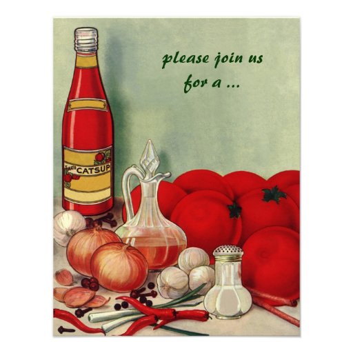Vintage Italian Food, Tomato Onion Cooking Party Personalized Announcements