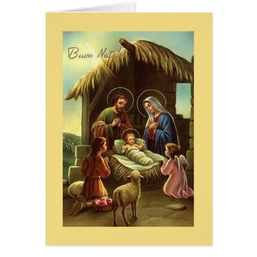 Vintage Italian Nativity Religious Christmas Card | Zazzle
