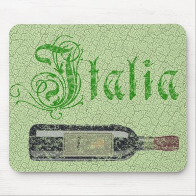 Vintage Italian Wine Bottle Crackled Mousepad by biscottimafia