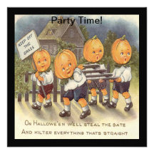 Vintage Jack o' Lantern Boys Steeling Gate Invitations