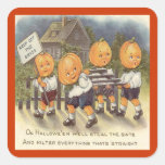 Vintage Jack o' Lantern Boys Steeling Gate Square Stickers