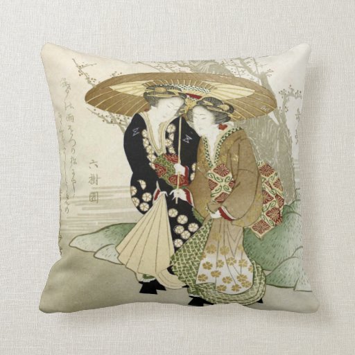 Vintage Japanese Art Throw Pillow Zazzle