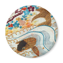 Vintage Japanese Carp and Running Water Magnets