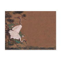 Vintage Japanese Cranes Wedding Invitations Post Cards