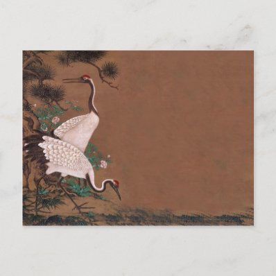 Vintage Japanese Cranes Wedding Invitations Post Cards