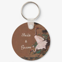Vintage Japanese Cranes Wedding KeyChain by WeddingInvitations Vintage Japanese Cranes Wedding KeyChain