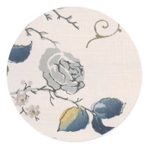 Vintage Japanese Floral Fabric Art 153 Round Sticker