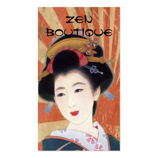 vintage japanese geisha Zen boutique business card (front side)