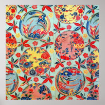 Vintage Japanese Kimono Textile (Bingata) Poster