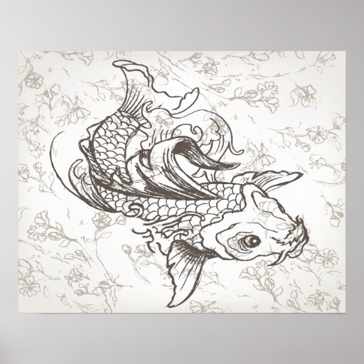 vintage japanese koi fish art poster | Zazzle