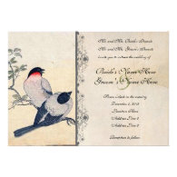 Vintage Japanese Lovebirds Wedding Invitation