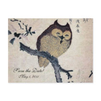 Vintage Japanese Owl Save the Date Post Card