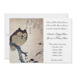 Vintage Japanese Owl Wedding Invitation zazzle_invitation