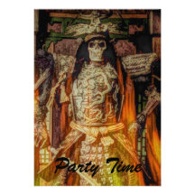 Vintage Japanese samurai Warrior skeleton flames Announcements