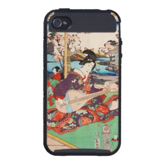 Vintage japanese ukiyo-e geisha playing Biwa art Cases For iPhone 4
