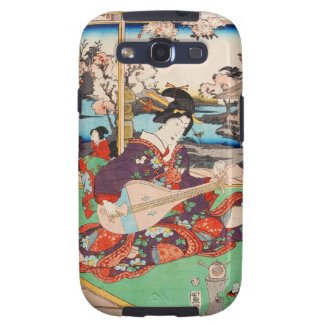 Vintage japanese ukiyo-e geisha playing Biwa art Samsung Galaxy S3 Covers
