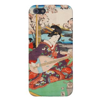 Vintage japanese ukiyo-e geisha playing Biwa art Cases For iPhone 5