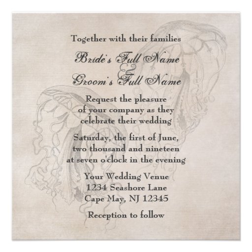Vintage Jellyfish Beach Wedding Invitation