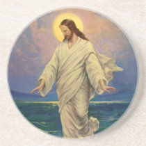 Vintage Jesus Christ Walking on Water Coaster