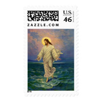 Vintage Jesus Christ Walking on Water Stamp