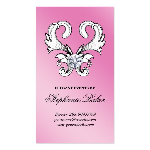 Vintage Jewelry Heart Business Card White Pink